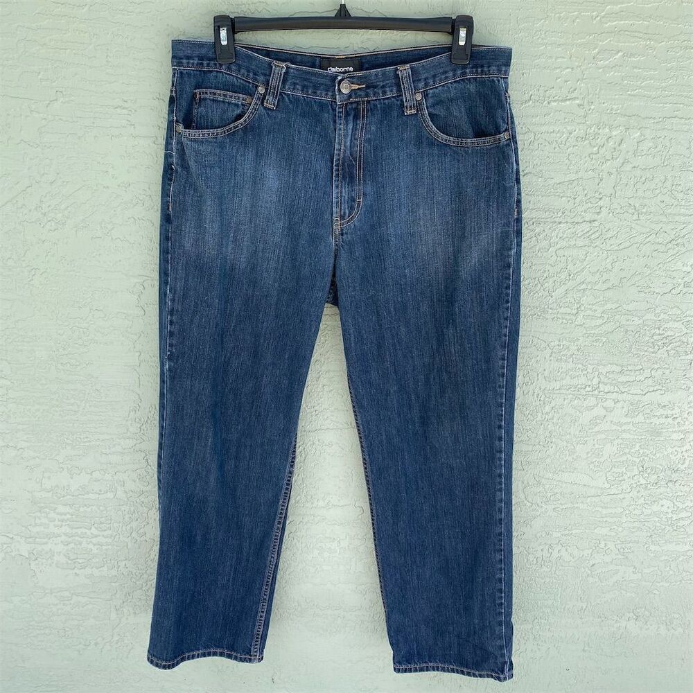 Claiborne Men’s Jeans 36x30 Medium Wash Straight Leg Denim Blue 5-Pocket Design